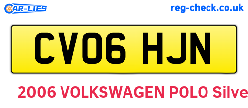 CV06HJN are the vehicle registration plates.