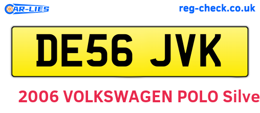 DE56JVK are the vehicle registration plates.