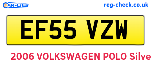 EF55VZW are the vehicle registration plates.