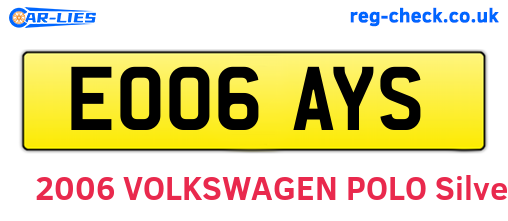 EO06AYS are the vehicle registration plates.