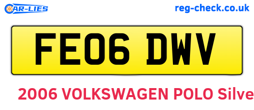 FE06DWV are the vehicle registration plates.