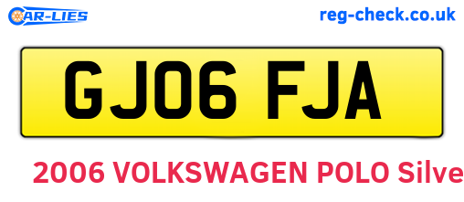 GJ06FJA are the vehicle registration plates.