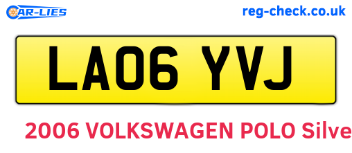 LA06YVJ are the vehicle registration plates.