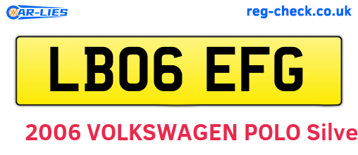 LB06EFG are the vehicle registration plates.