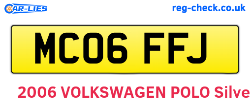 MC06FFJ are the vehicle registration plates.