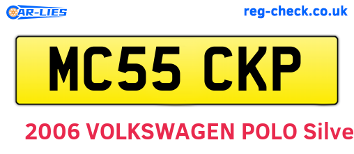 MC55CKP are the vehicle registration plates.