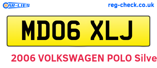 MD06XLJ are the vehicle registration plates.