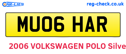 MU06HAR are the vehicle registration plates.
