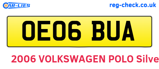 OE06BUA are the vehicle registration plates.