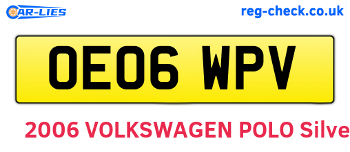 OE06WPV are the vehicle registration plates.