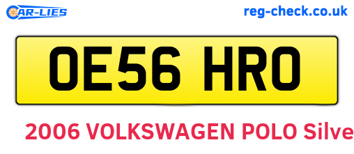 OE56HRO are the vehicle registration plates.