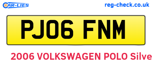 PJ06FNM are the vehicle registration plates.