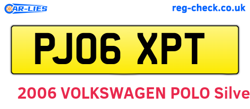 PJ06XPT are the vehicle registration plates.