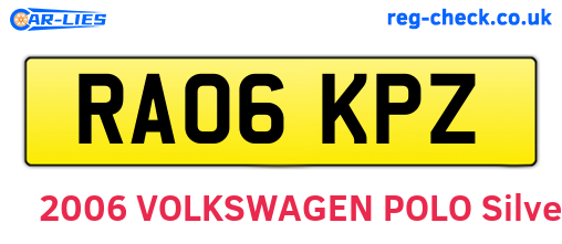 RA06KPZ are the vehicle registration plates.