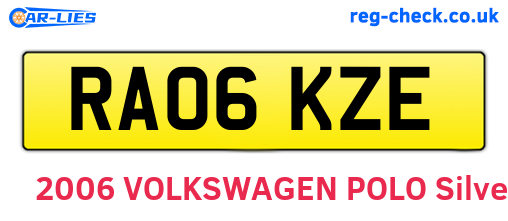 RA06KZE are the vehicle registration plates.
