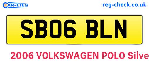 SB06BLN are the vehicle registration plates.