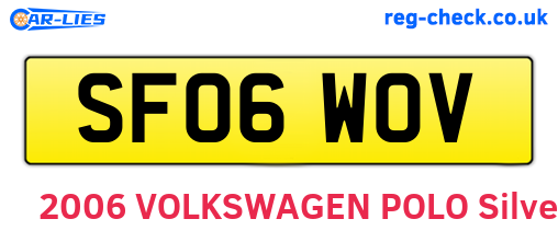 SF06WOV are the vehicle registration plates.
