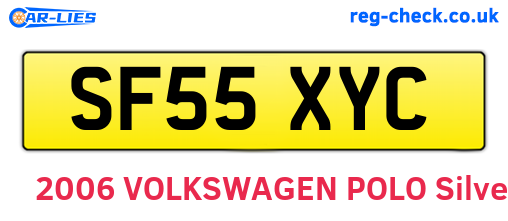 SF55XYC are the vehicle registration plates.