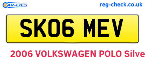 SK06MEV are the vehicle registration plates.