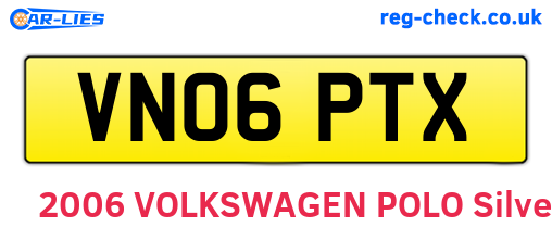 VN06PTX are the vehicle registration plates.