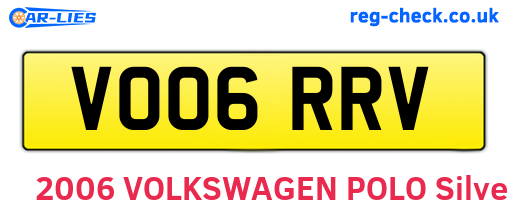 VO06RRV are the vehicle registration plates.