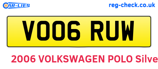 VO06RUW are the vehicle registration plates.