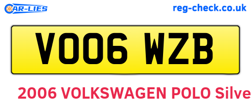 VO06WZB are the vehicle registration plates.
