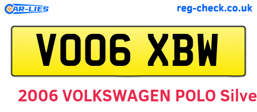 VO06XBW are the vehicle registration plates.