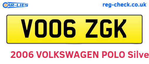 VO06ZGK are the vehicle registration plates.