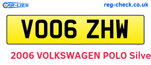 VO06ZHW are the vehicle registration plates.