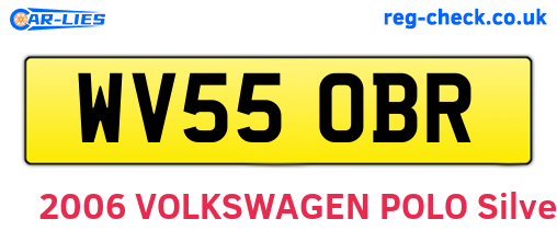 WV55OBR are the vehicle registration plates.