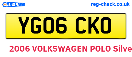 YG06CKO are the vehicle registration plates.