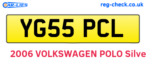 YG55PCL are the vehicle registration plates.