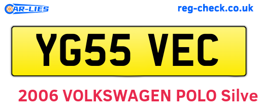 YG55VEC are the vehicle registration plates.
