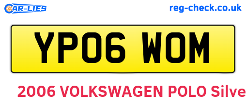 YP06WOM are the vehicle registration plates.