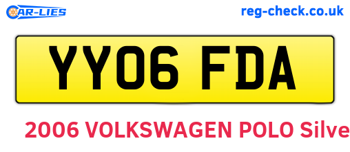 YY06FDA are the vehicle registration plates.