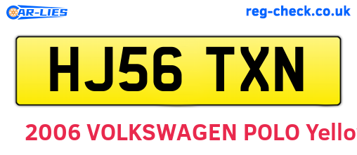 HJ56TXN are the vehicle registration plates.