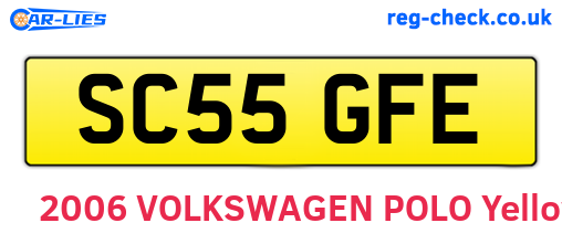 SC55GFE are the vehicle registration plates.