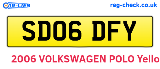 SD06DFY are the vehicle registration plates.