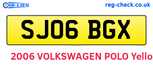 SJ06BGX are the vehicle registration plates.