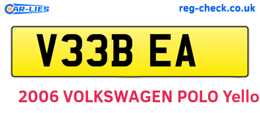 V33BEA are the vehicle registration plates.
