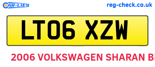 LT06XZW are the vehicle registration plates.