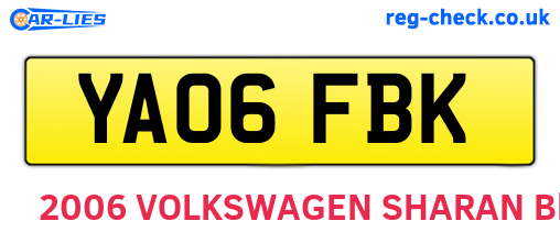 YA06FBK are the vehicle registration plates.