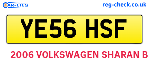 YE56HSF are the vehicle registration plates.
