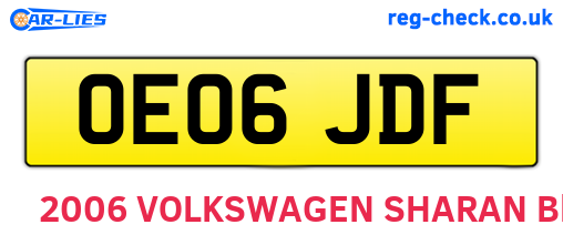 OE06JDF are the vehicle registration plates.