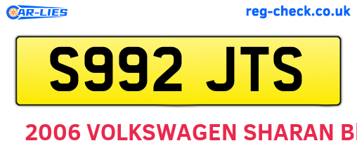 S992JTS are the vehicle registration plates.