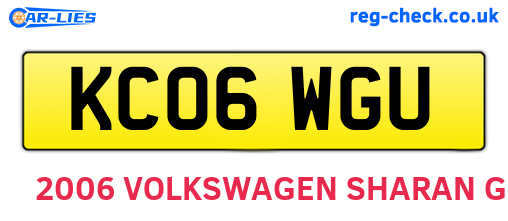 KC06WGU are the vehicle registration plates.