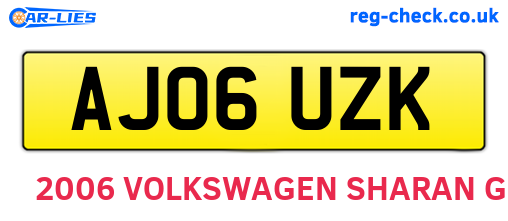 AJ06UZK are the vehicle registration plates.