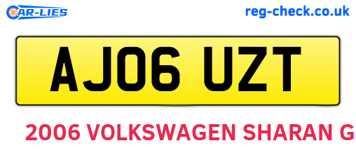 AJ06UZT are the vehicle registration plates.