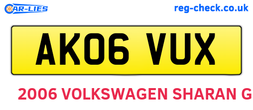 AK06VUX are the vehicle registration plates.